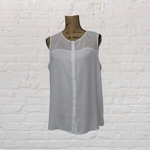 T Tahari Button Down Sleeveless Blouse